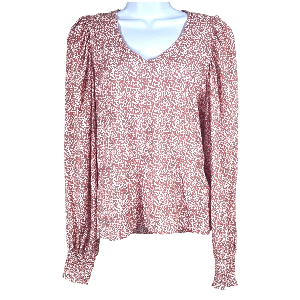 Nation LTD Tabitha Fancy Tee Womens S Pink Pima Cotton Shoulder Puff Feminine